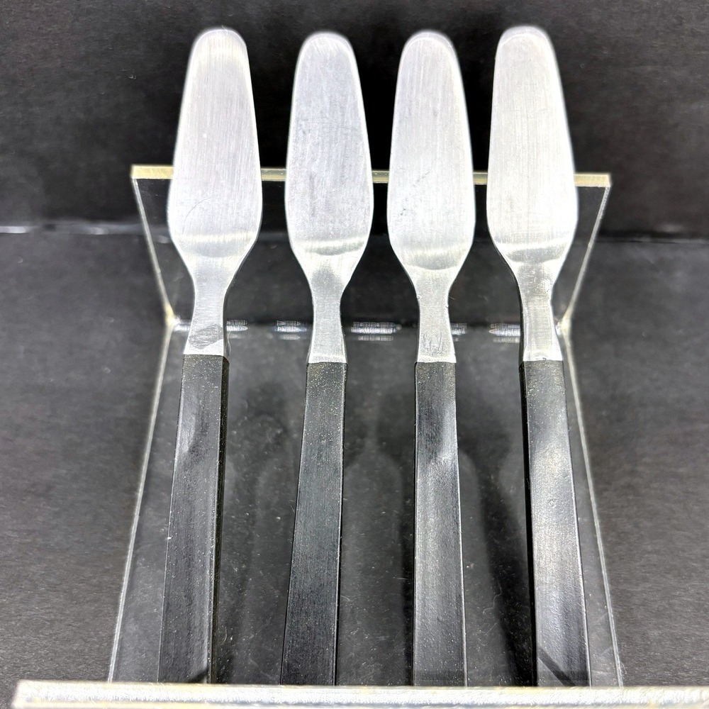 AK Company Japan MCM Dark Wood Stainless Steel Mini Spreaders Vintage Set‎ Of 4